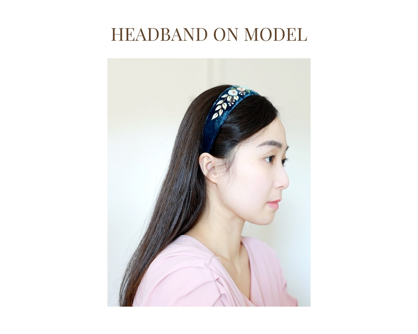Elegant Floral Embroidered Velvet Headband
