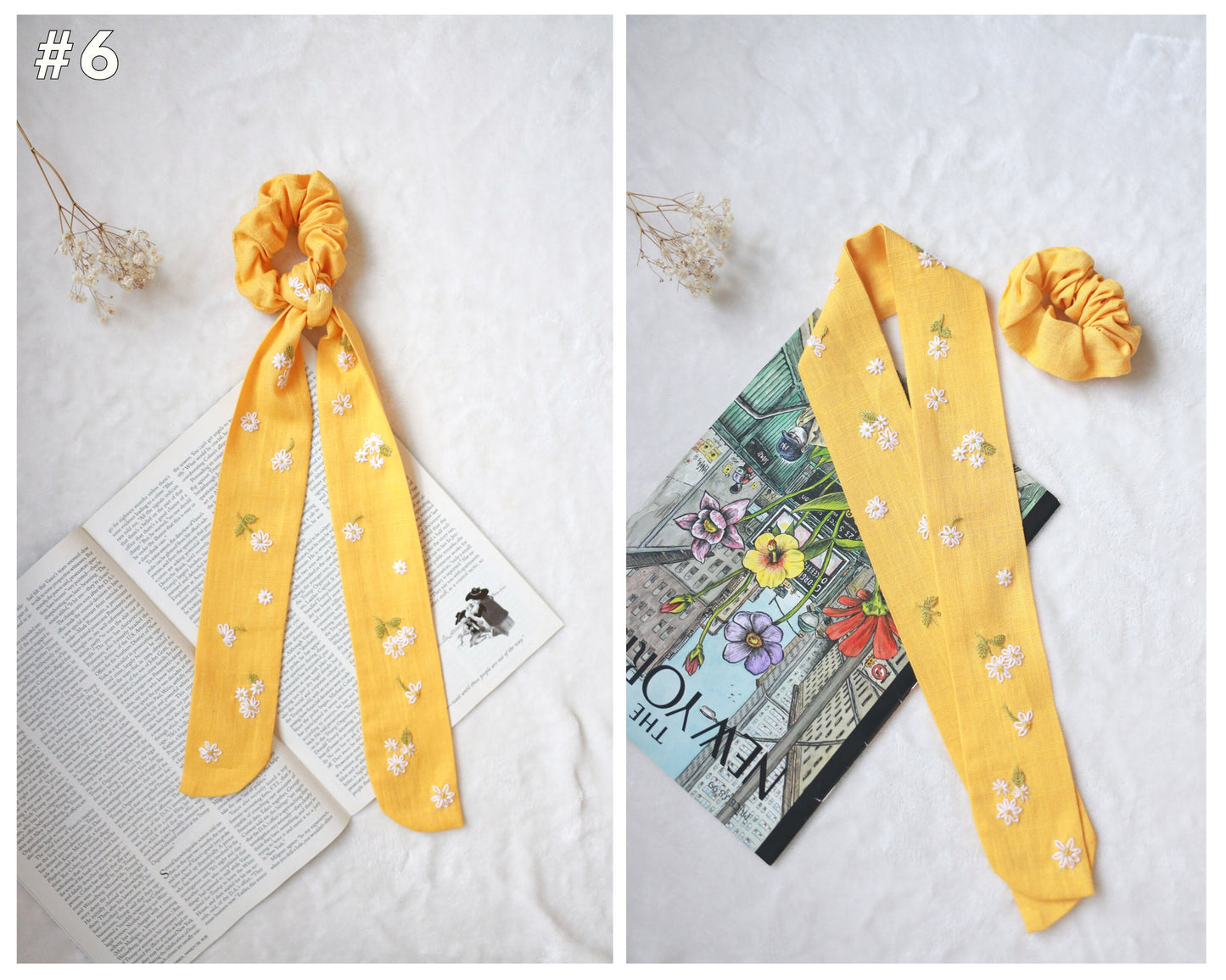 Multi-Purpose Embroidered Linen Scarf Headband
