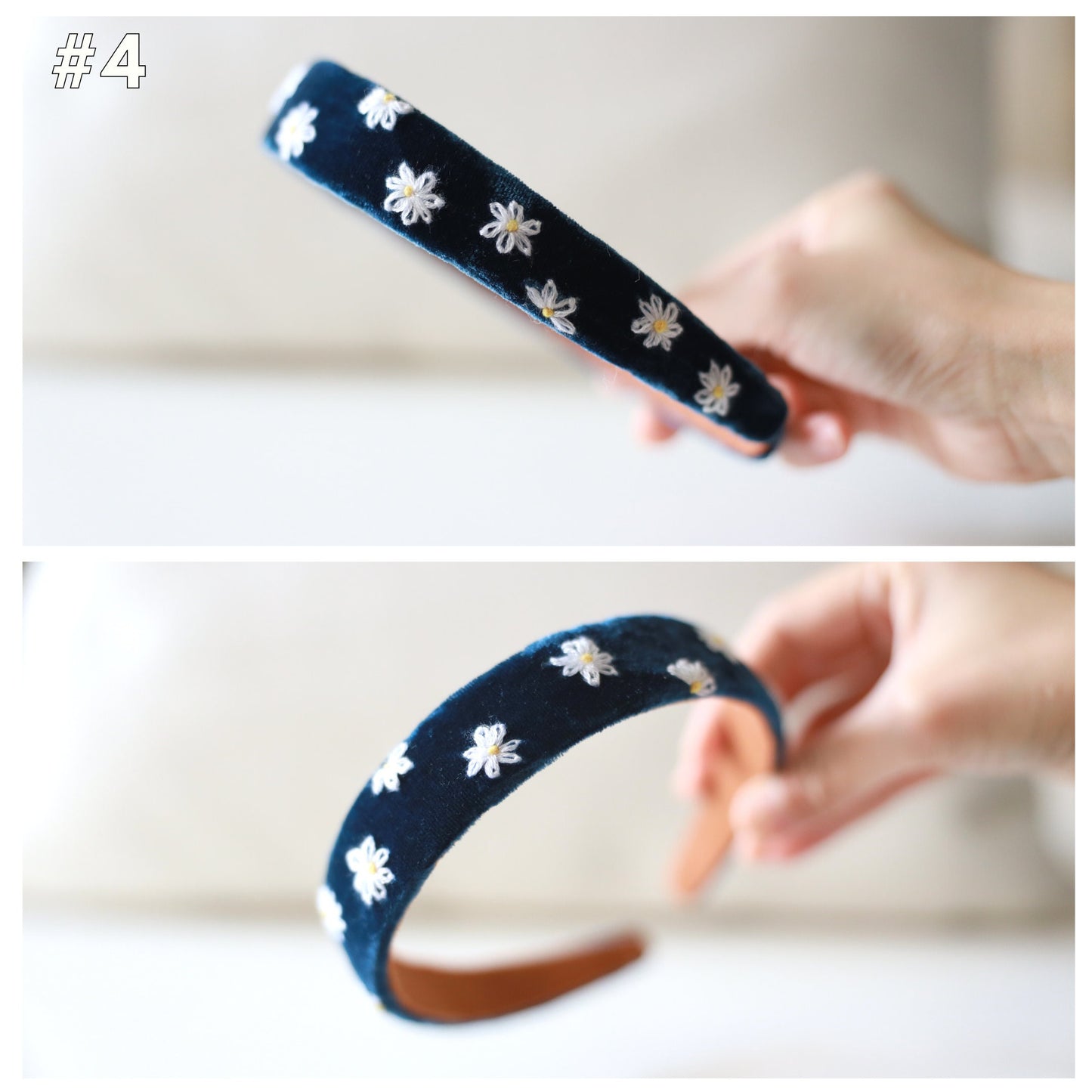 Daisy Embroidered Velvet Headband