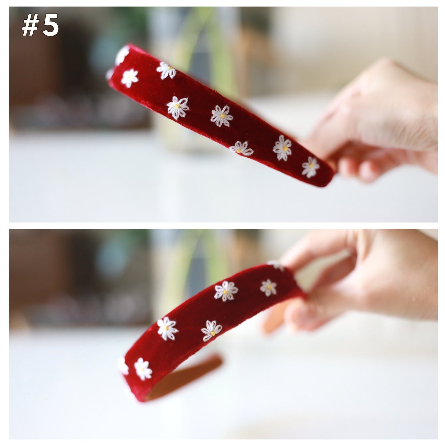 Daisy Embroidered Velvet Headband