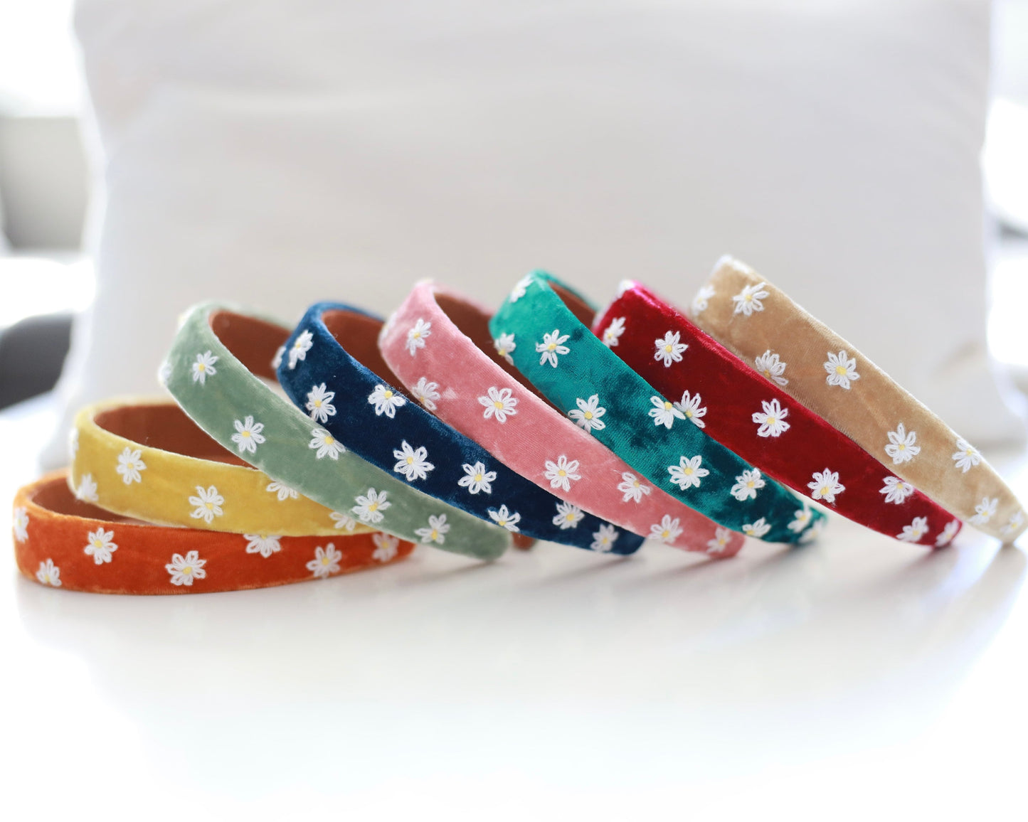 Daisy Embroidered Velvet Headband
