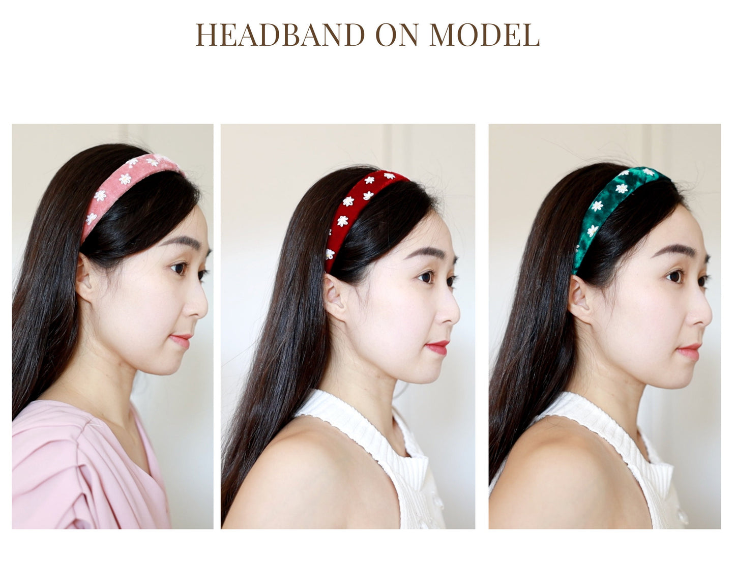 Daisy Embroidered Velvet Headband