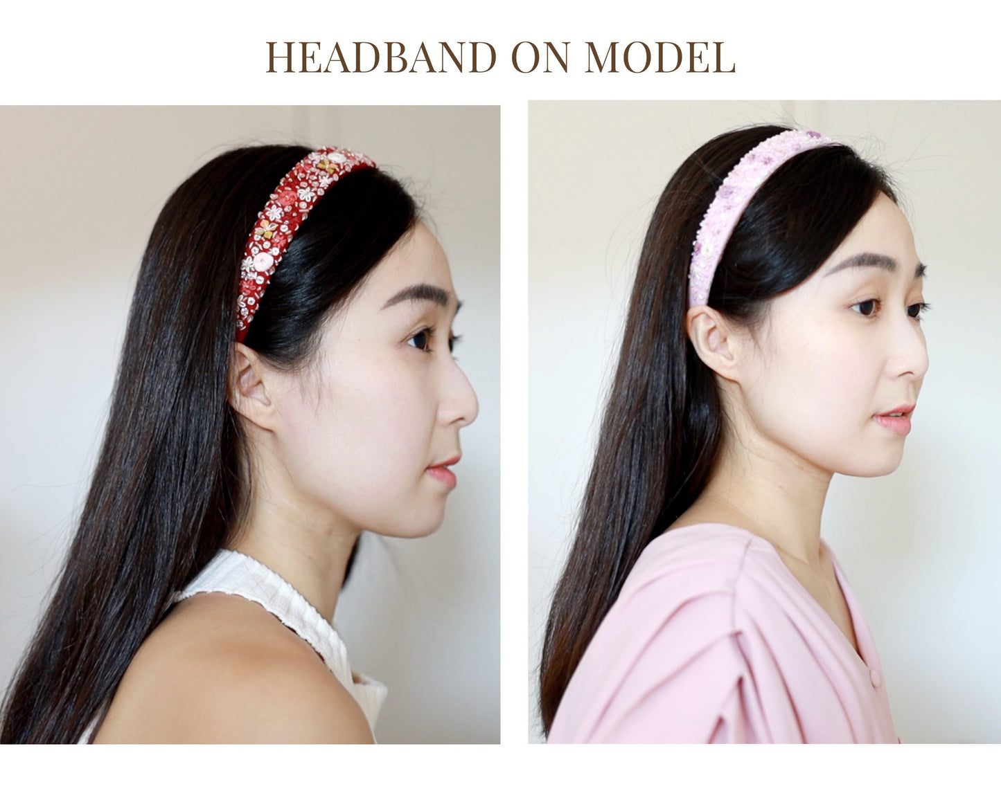 Handmade Beaded Linen Headband