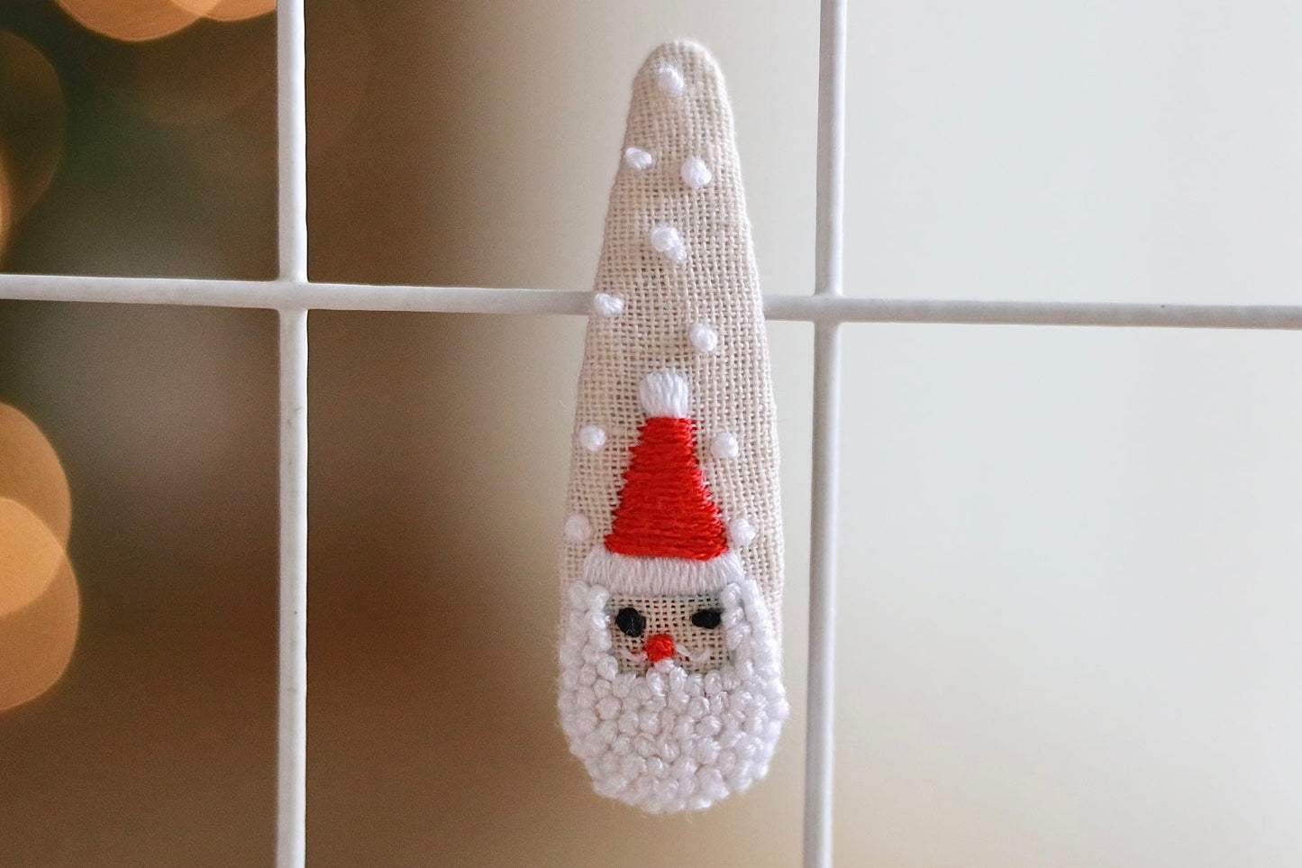 White Santa Claus Hair Clips. Santa hair barrettes. Santa Snap Hair Clips. Santa Snap Clip with Snow Flakes. White Santa Hair Clip with Red Hat. Red hat Santa hair clip.