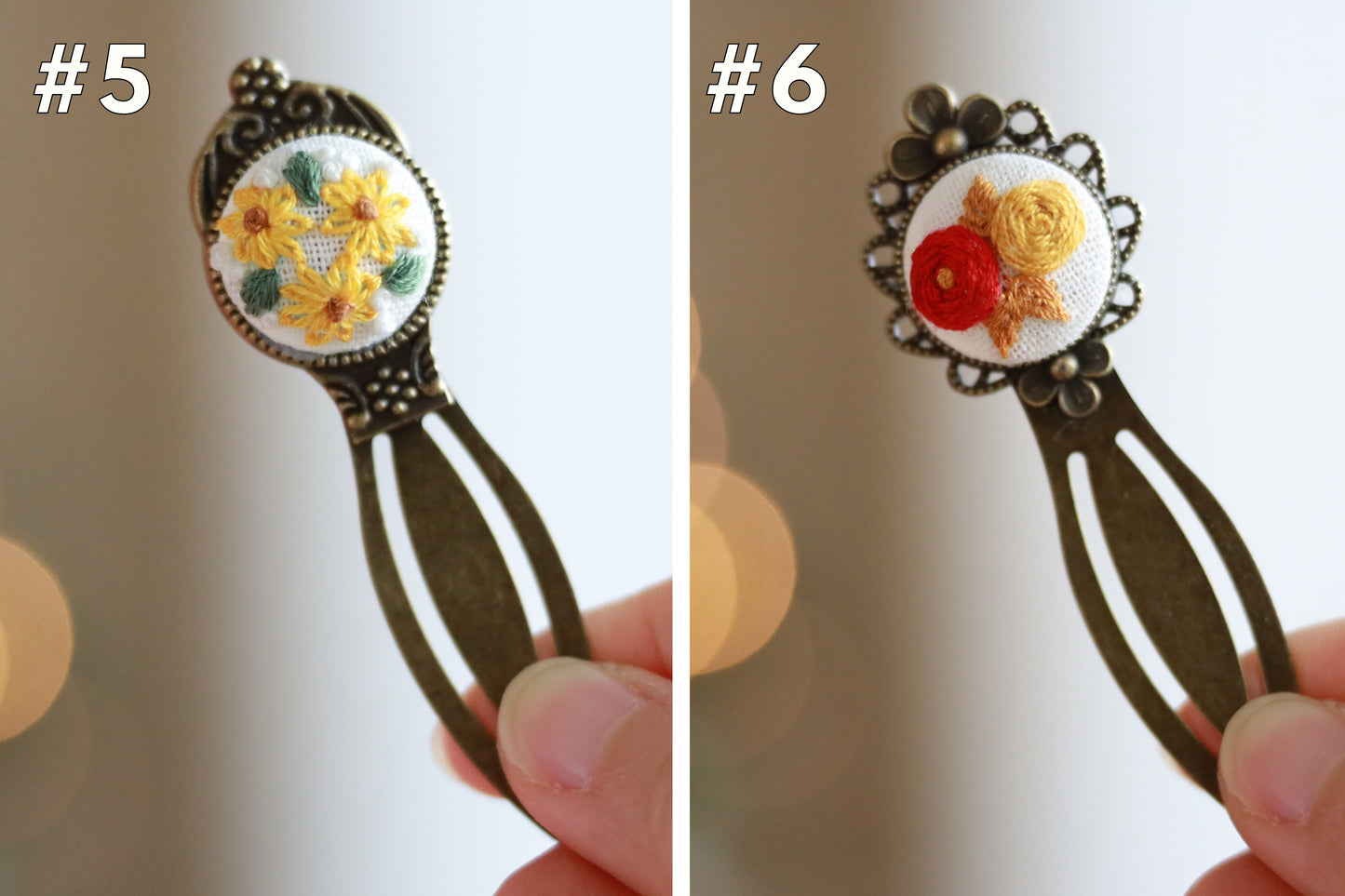 Vintage Bookmark with Flower Embroidery