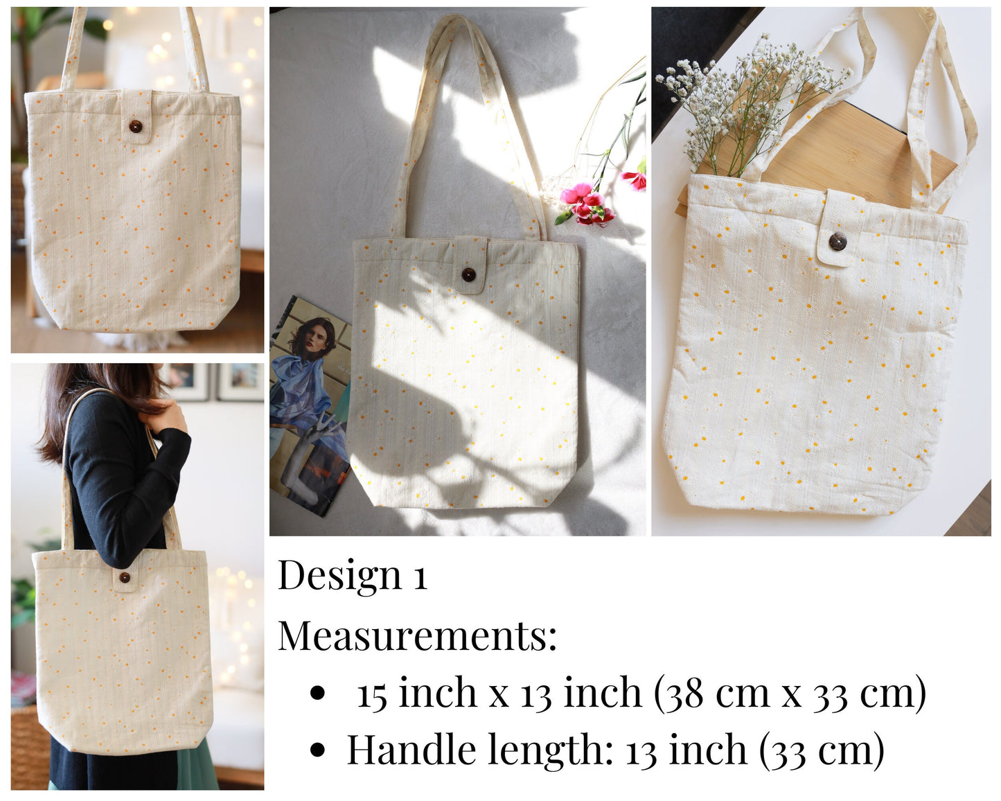 Handmade Floral Tote Bag, Cute & Aesthetic Flower Tote Bag Summer, Vintage Gift for Women, Back To School Bag, Daisy Crossbody Bag