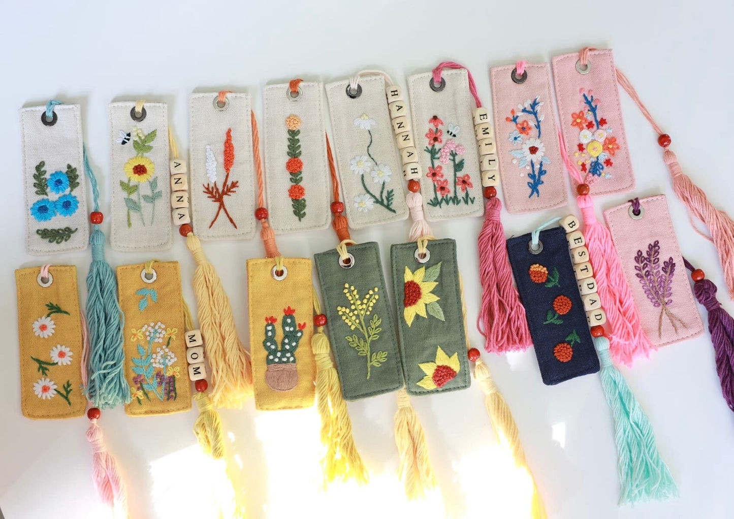 Linen Hand Embroidered Bookmark