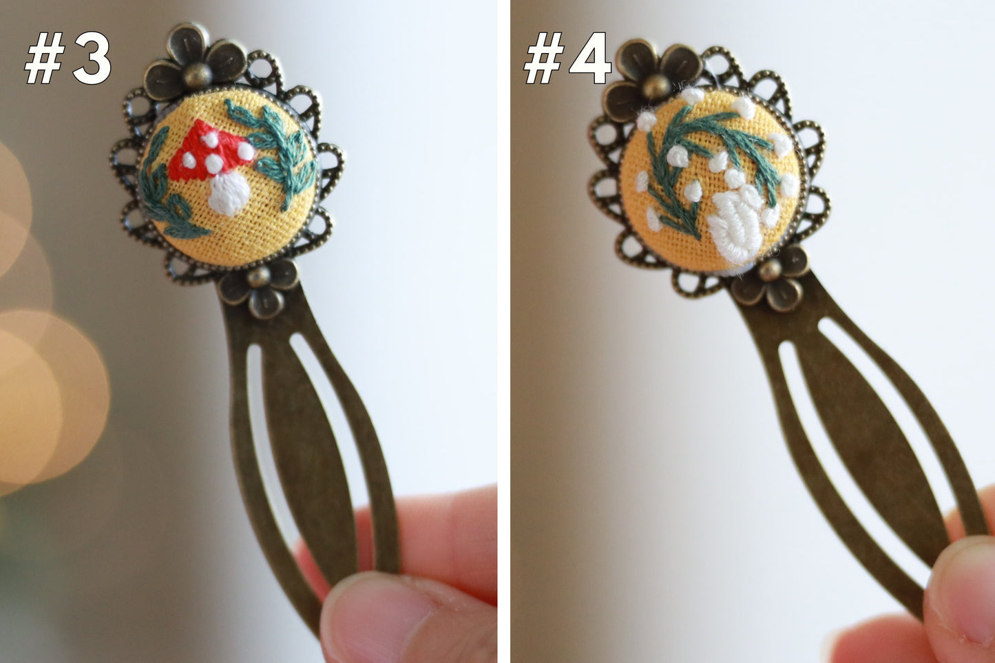 Vintage Bookmark with Flower Embroidery