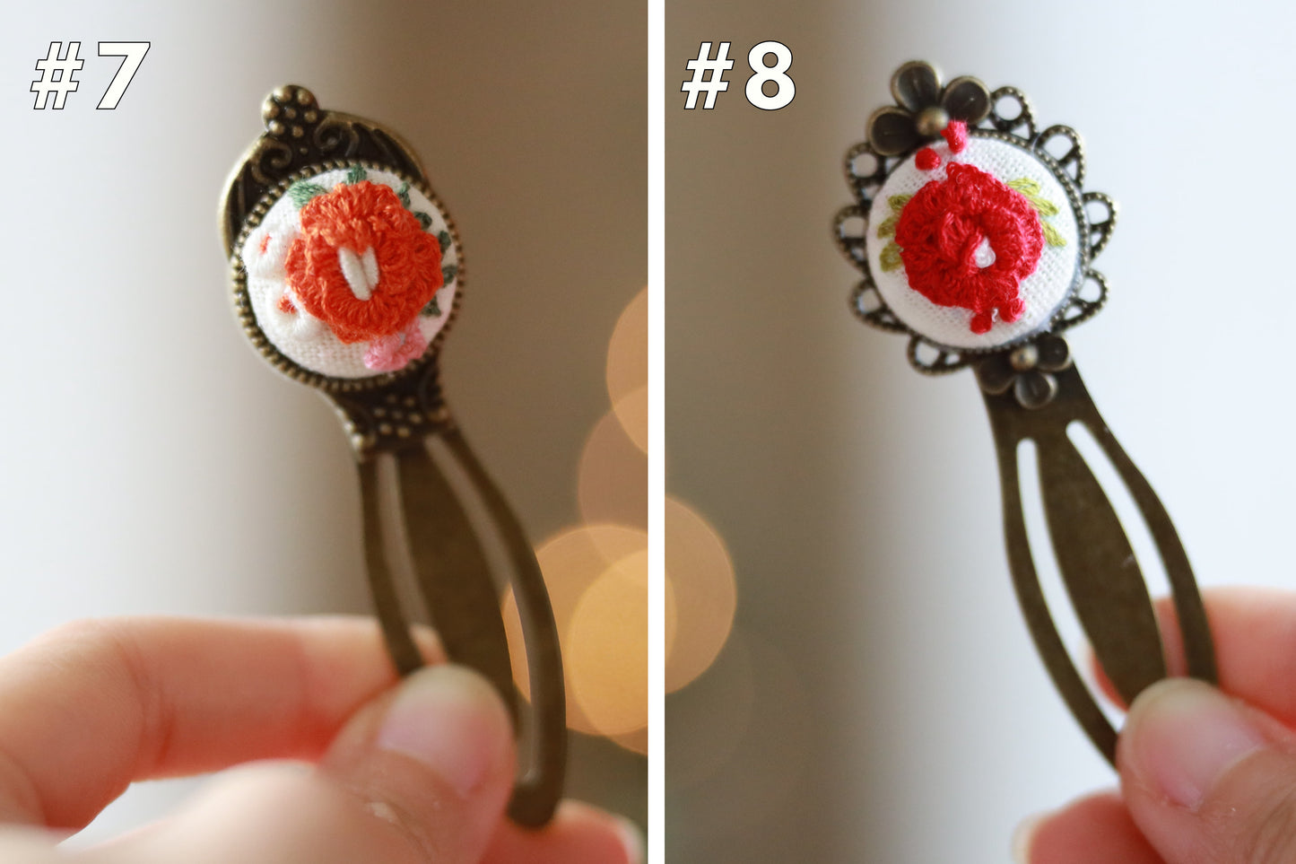 Vintage Bookmark with Flower Embroidery