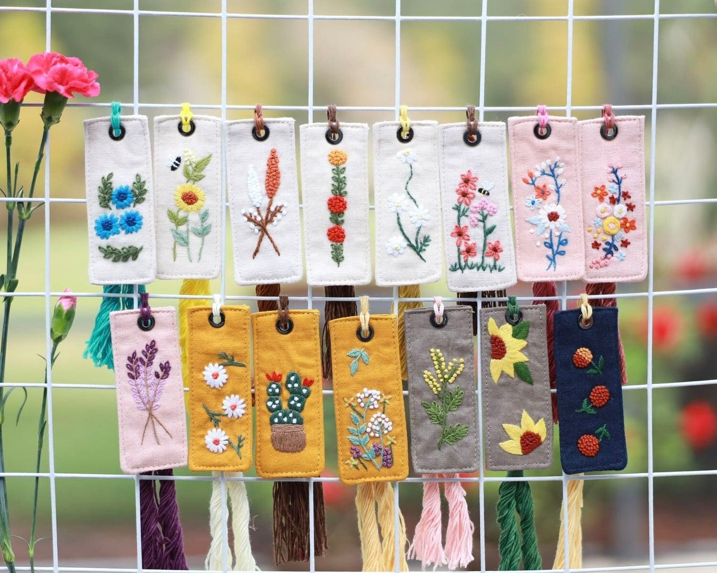 Linen Hand Embroidered Bookmark