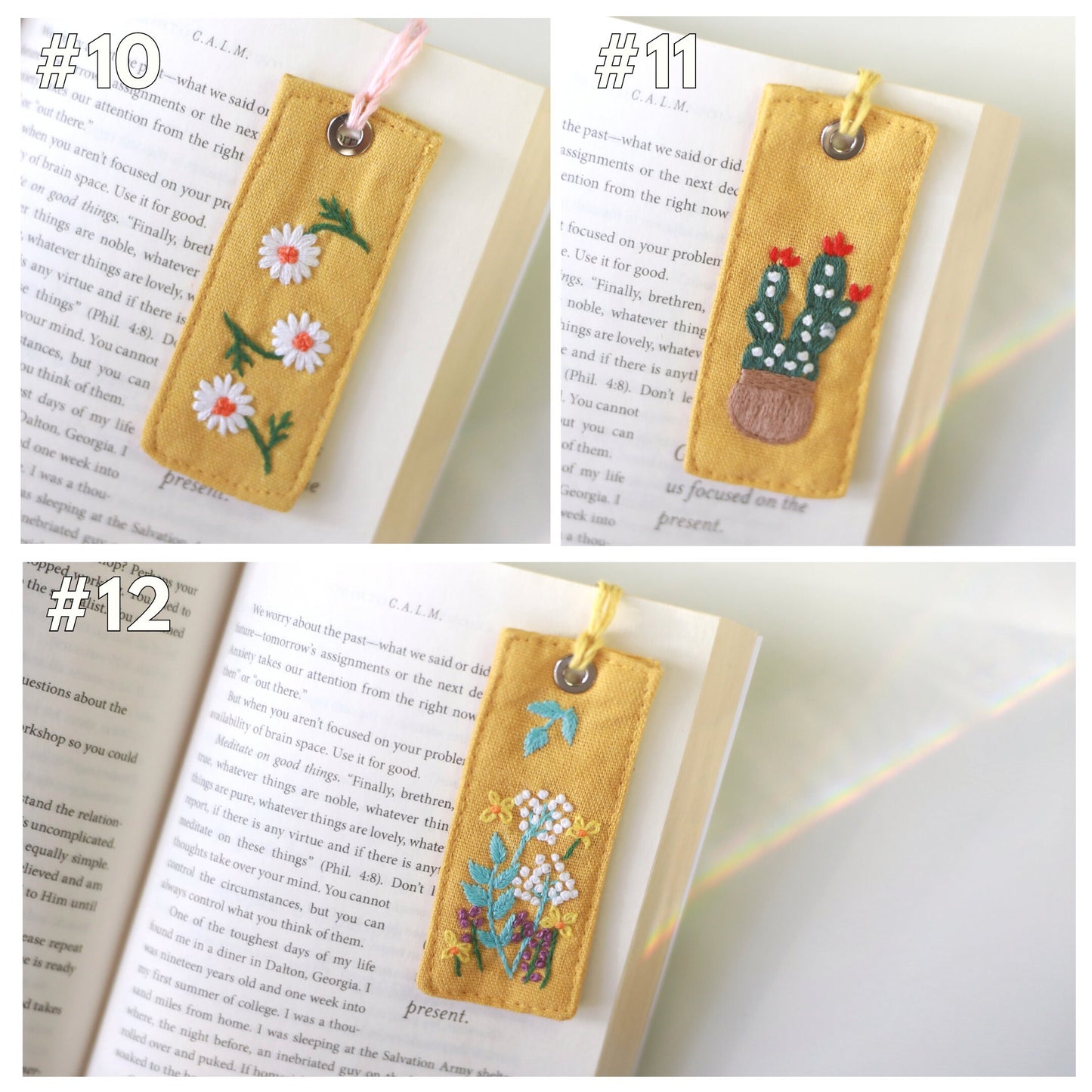 Linen Hand Embroidered Bookmark