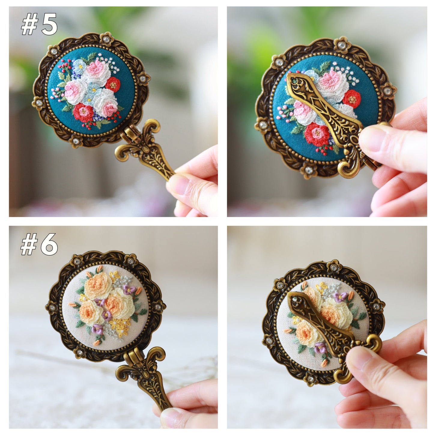 Vintage Embroidered Compact Mirror
