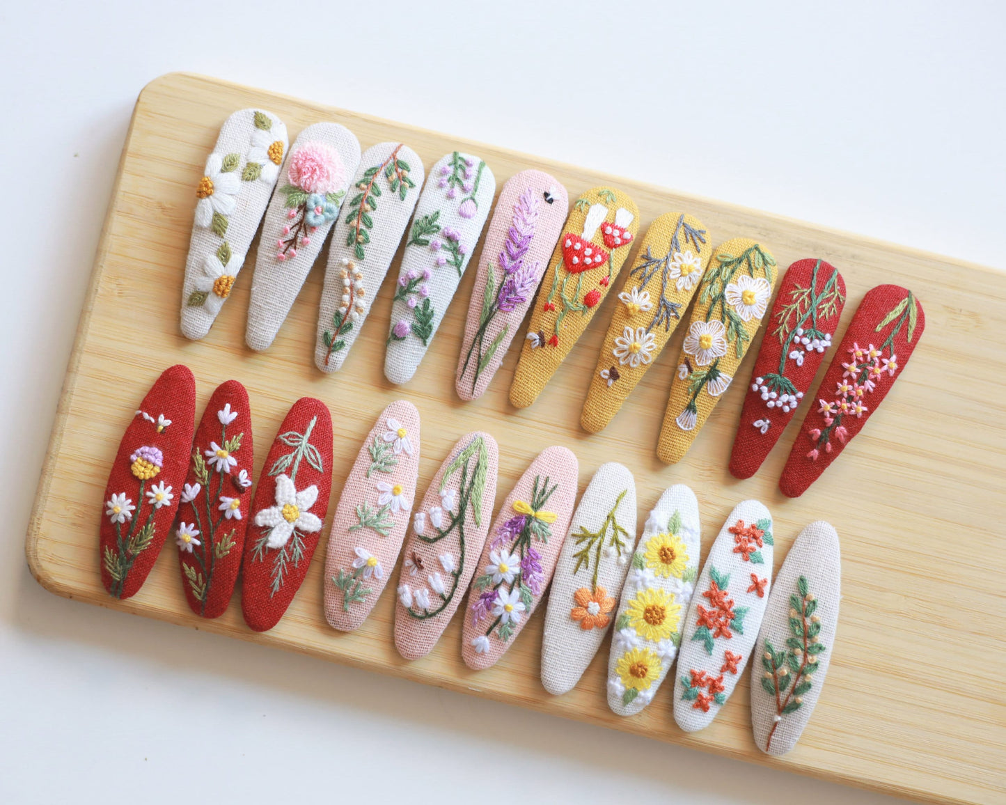 Flower Linen Hair Clips