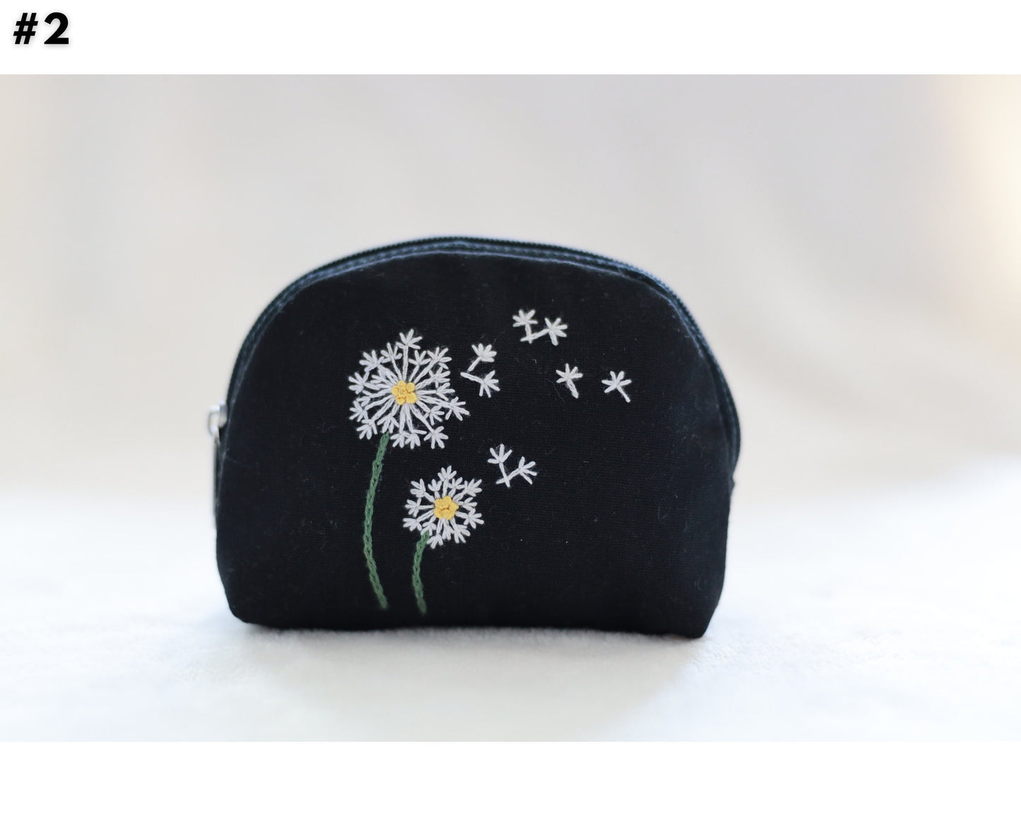 Hand Embroidered Coin Purse with Flower Embroidery
