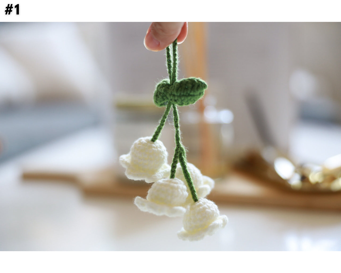 Crochet Liley of The Valley Flowers, Crochet Floral Car Hanging Decorations, Car Decor, Lily Flower Car Accessories, Nature Lover Gift