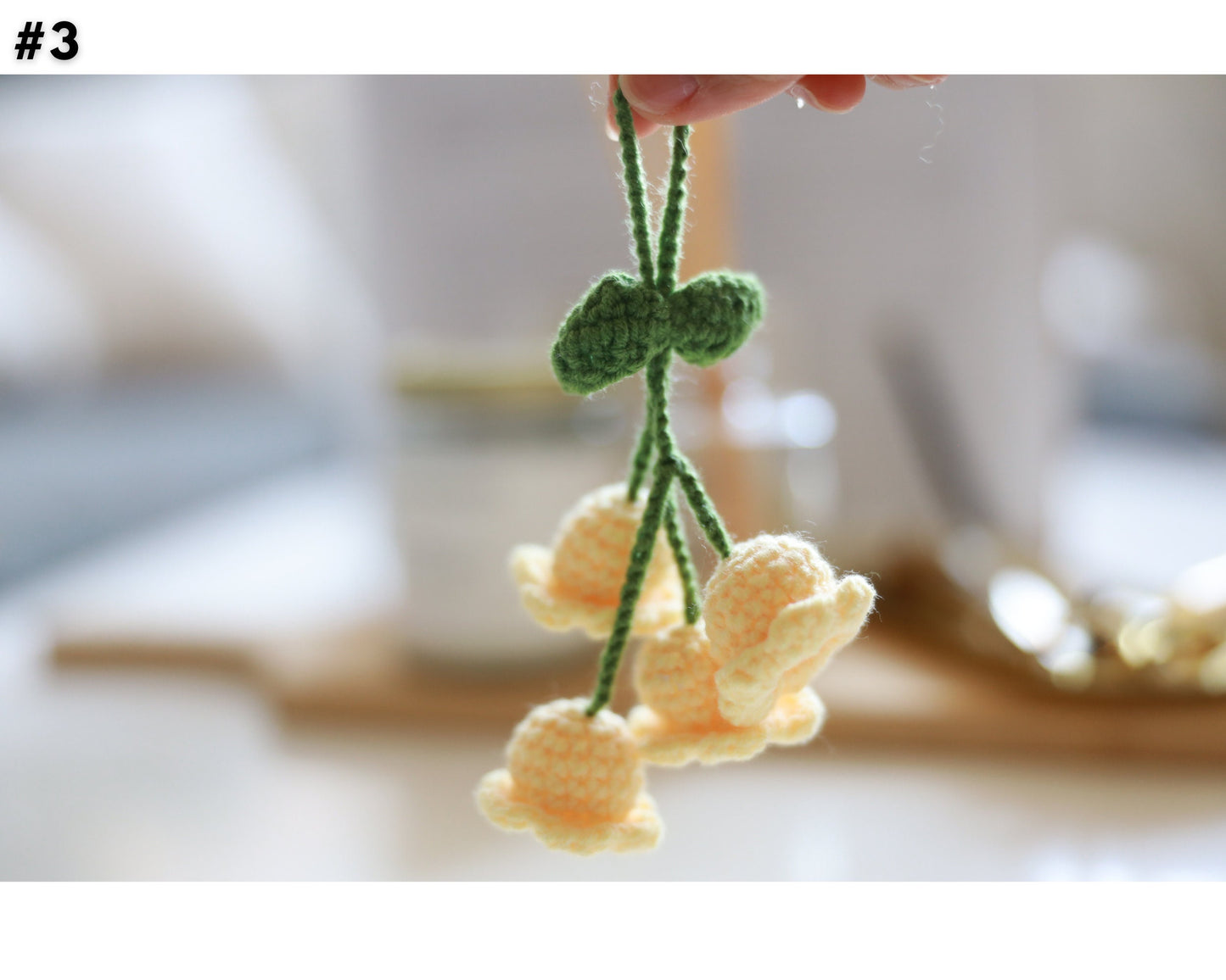 Crochet Liley of The Valley Flowers, Crochet Floral Car Hanging Decorations, Car Decor, Lily Flower Car Accessories, Nature Lover Gift