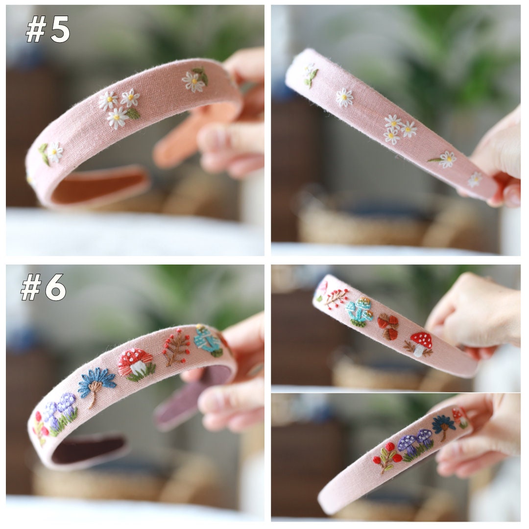 Vintage Floral Embroidered Linen Headband