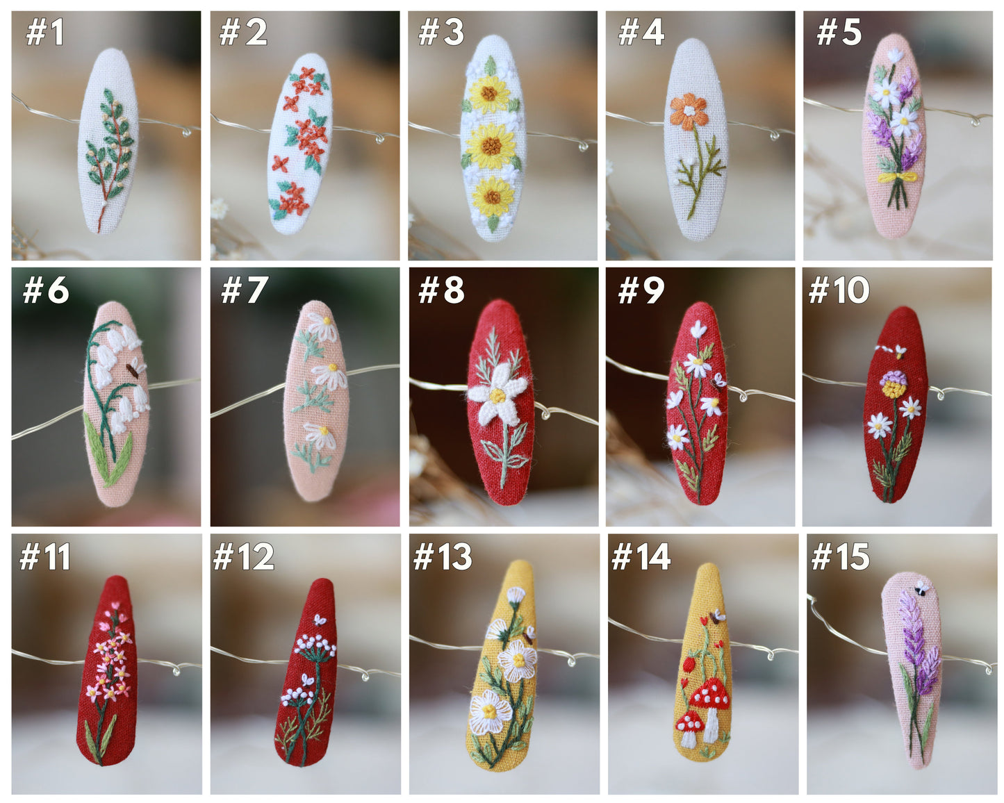 Flower Linen Hair Clips
