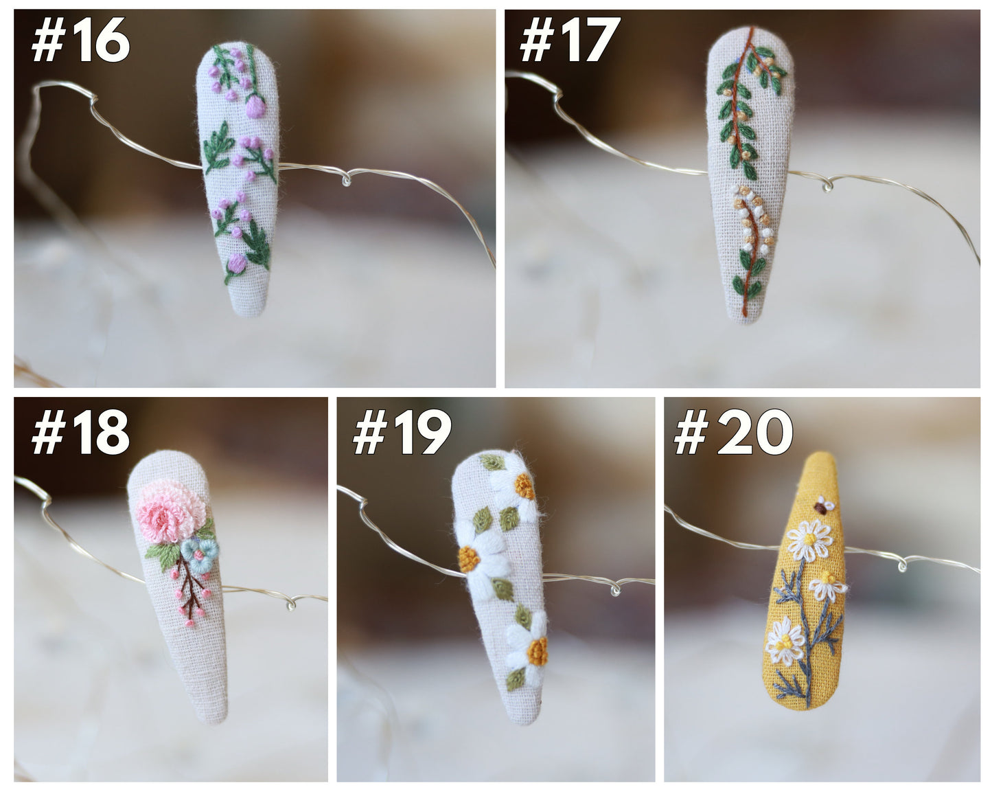 Flower Linen Hair Clips