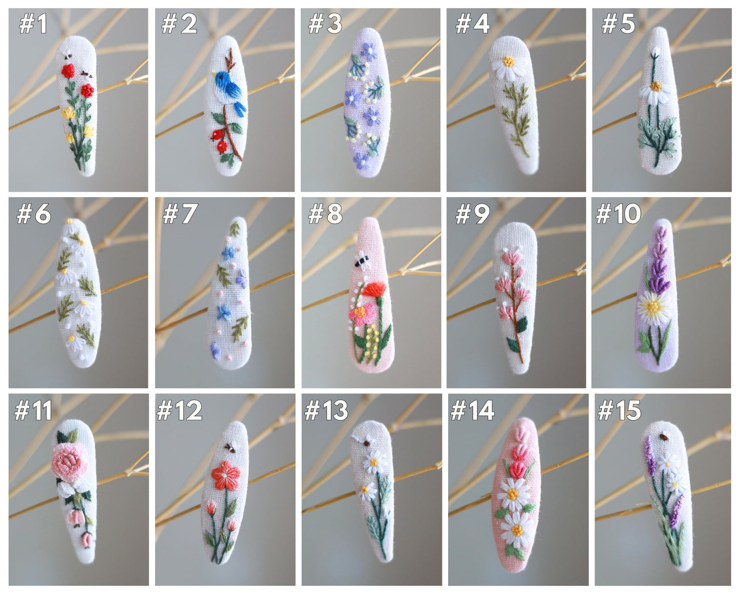 Flower Linen Hair Clips