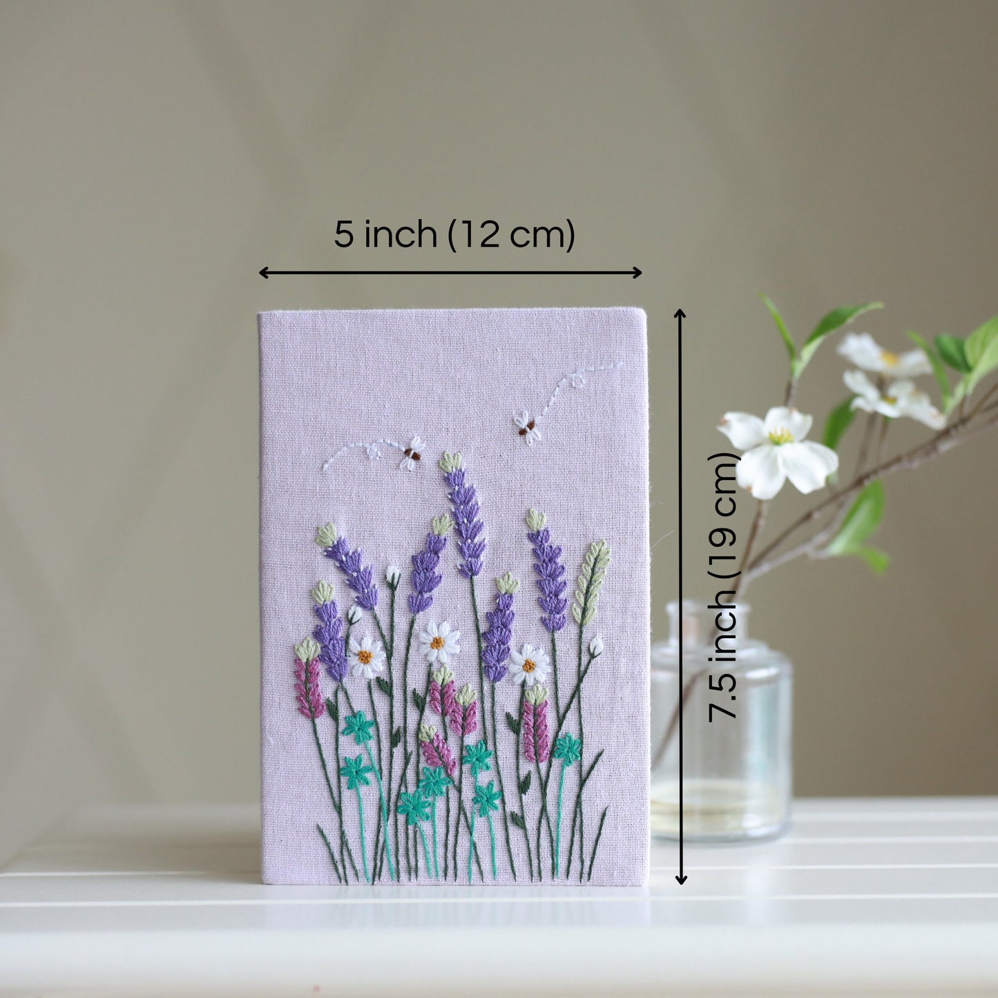 Hand Embroidered Notebook with Flower Embroidery
