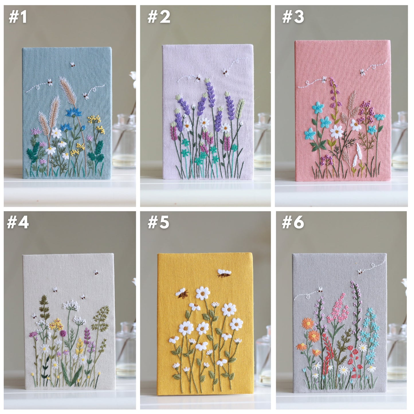 Hand Embroidered Notebook with Flower Embroidery
