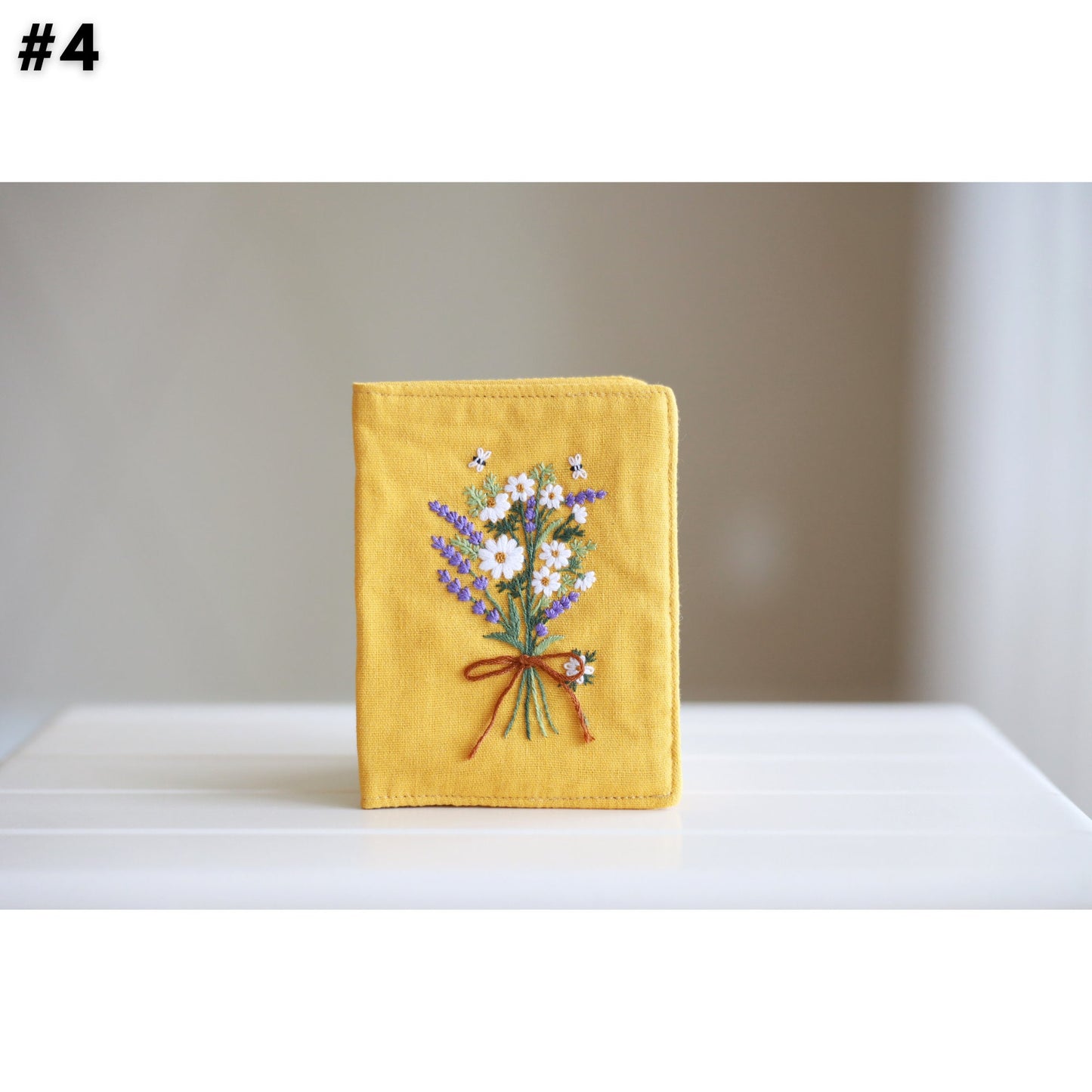 Hand Embroidered Passport Cover with Flower Embroidery