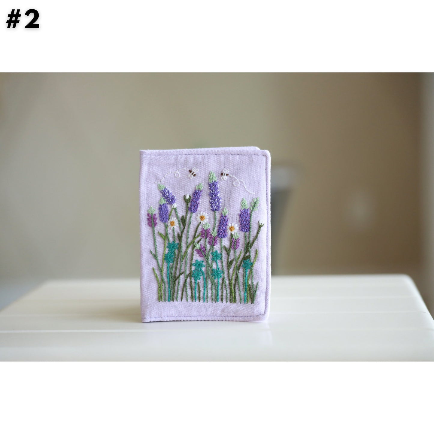 Hand Embroidered Passport Cover with Flower Embroidery