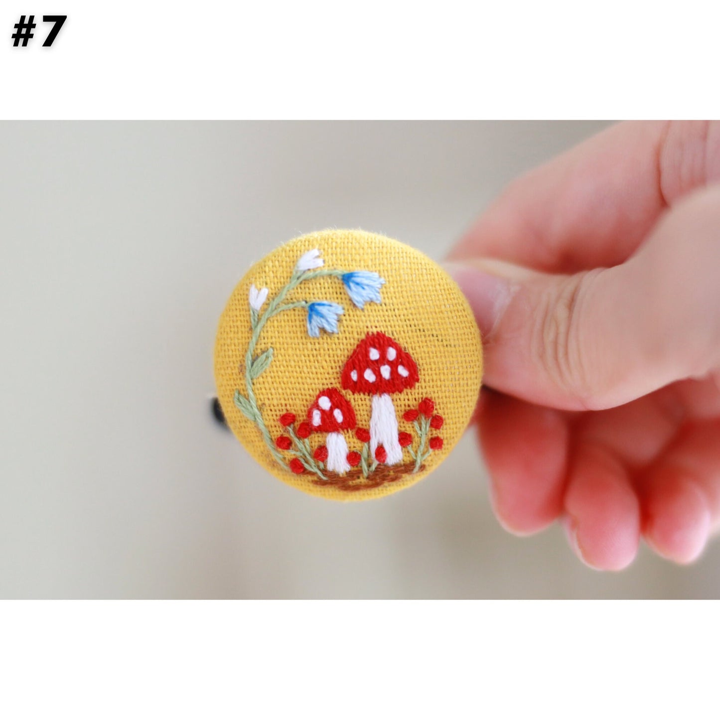 Floral Embroidered Button Hair Tie