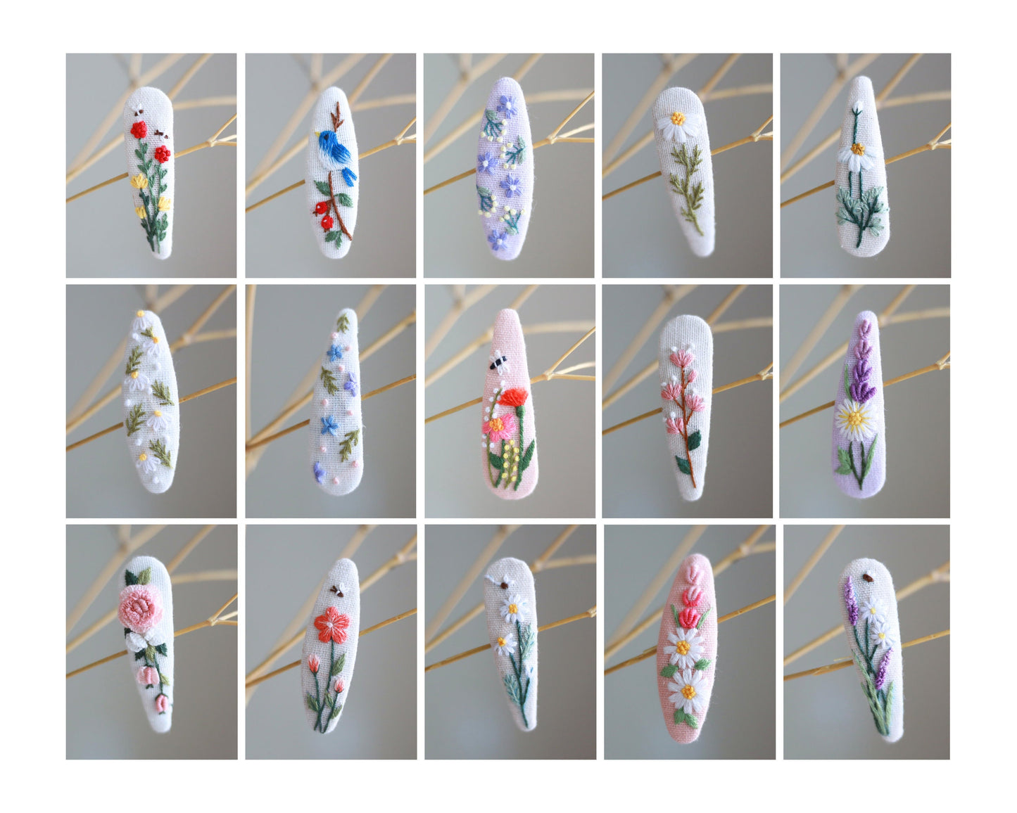 Flower Linen Hair Clips
