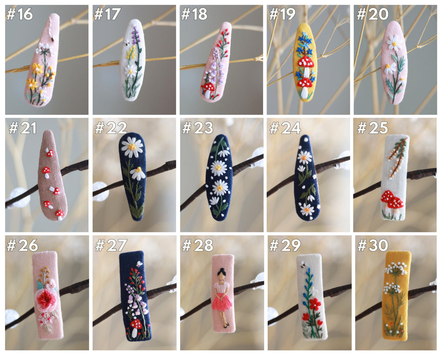 Flower Linen Hair Clips