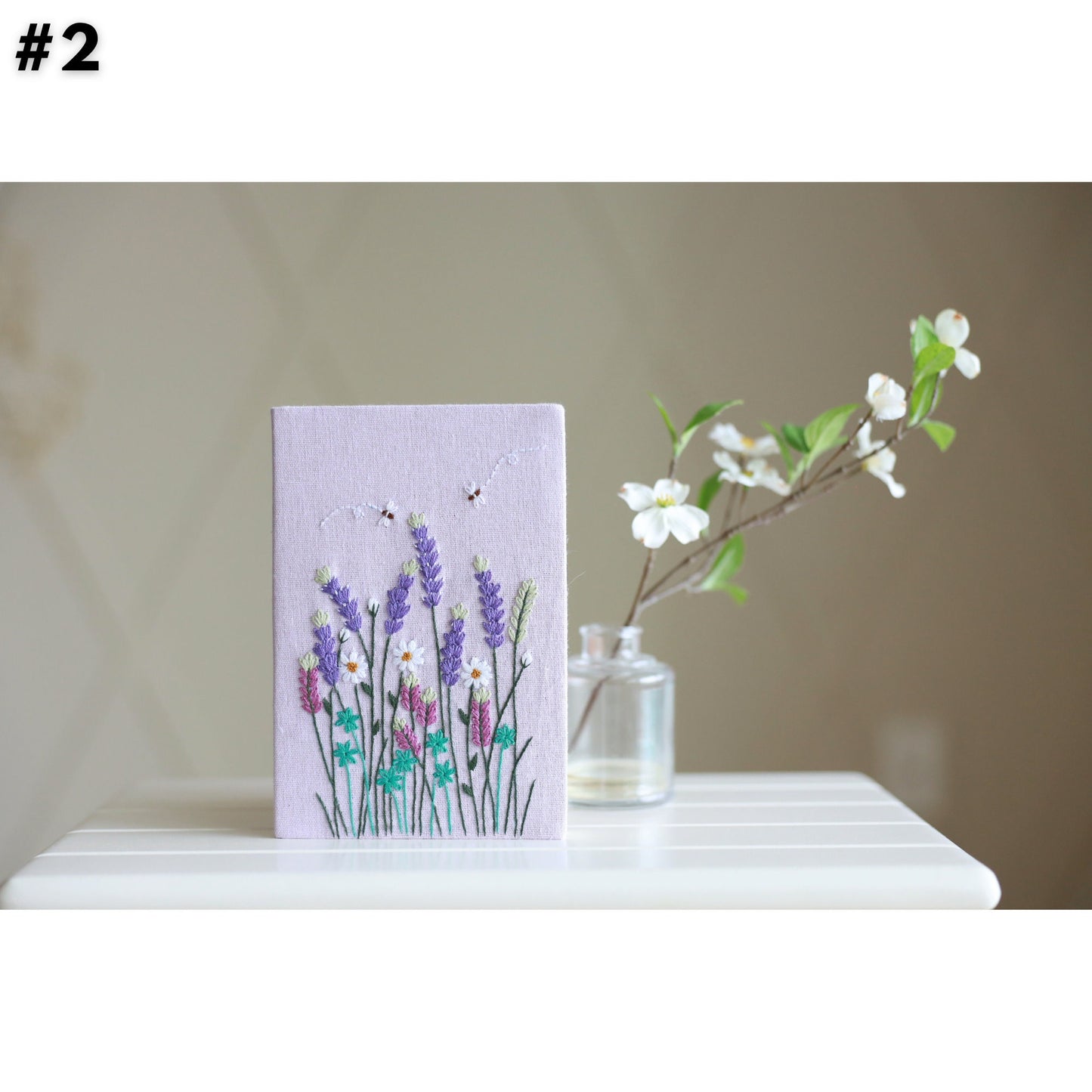 Hand Embroidered Notebook with Flower Embroidery
