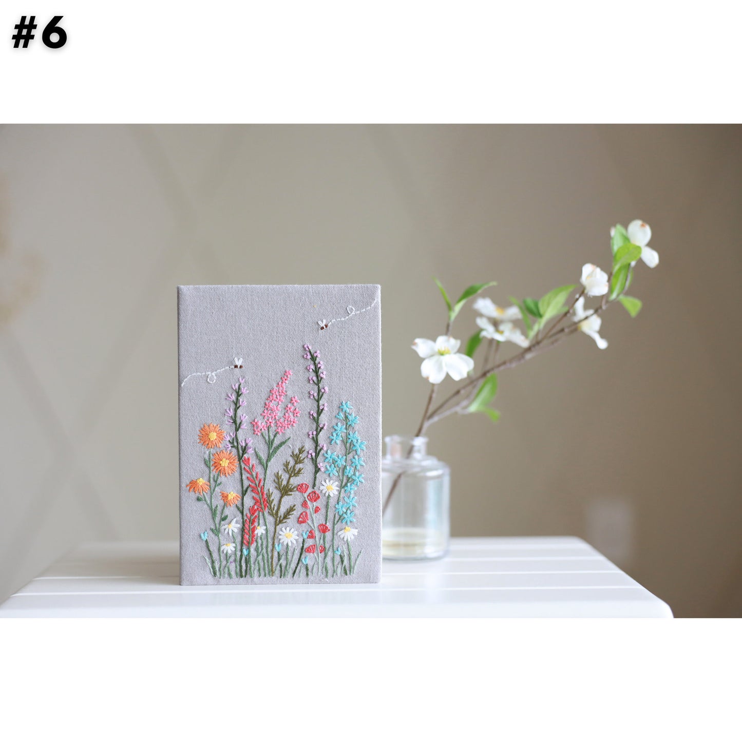 Hand Embroidered Notebook with Flower Embroidery