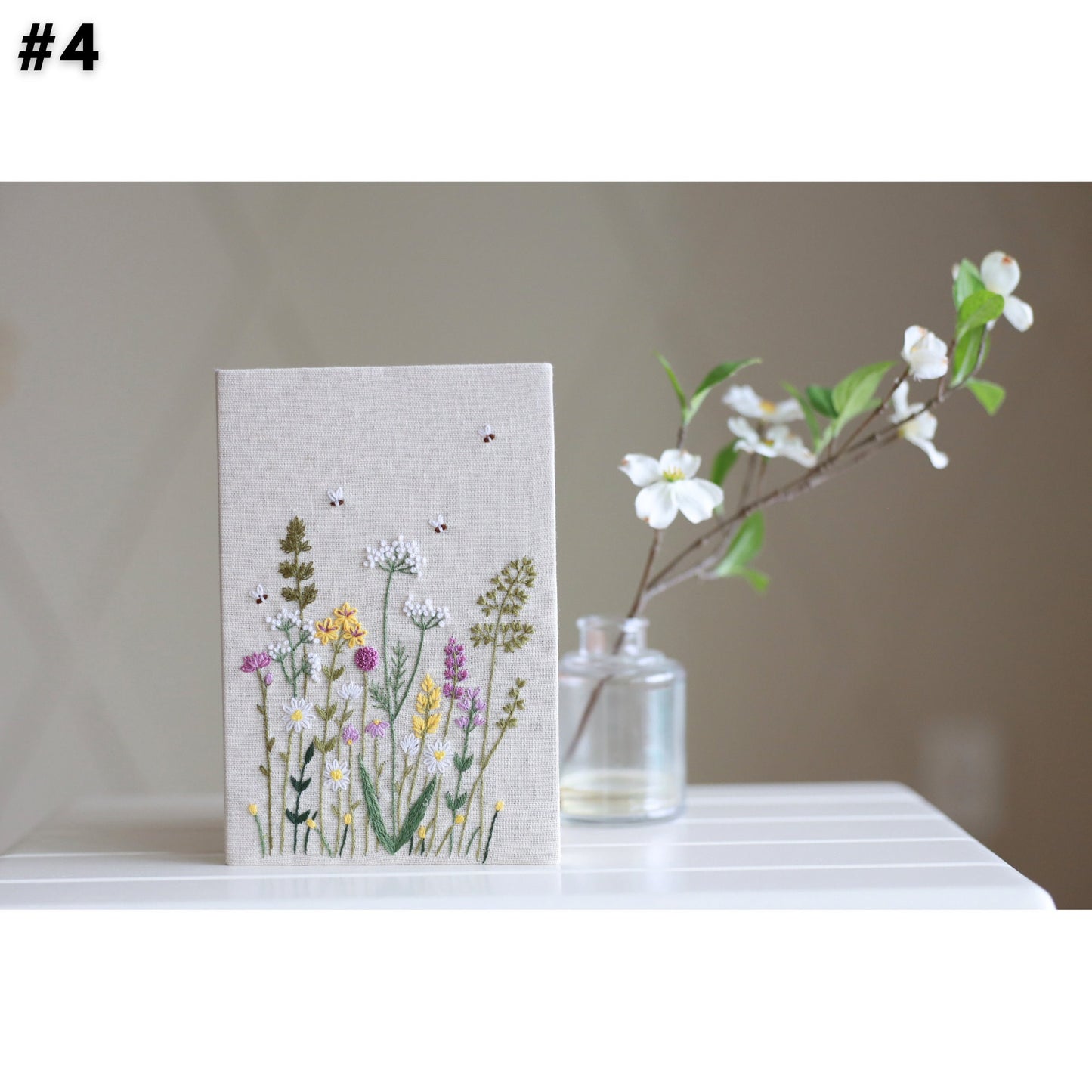 Hand Embroidered Notebook with Flower Embroidery