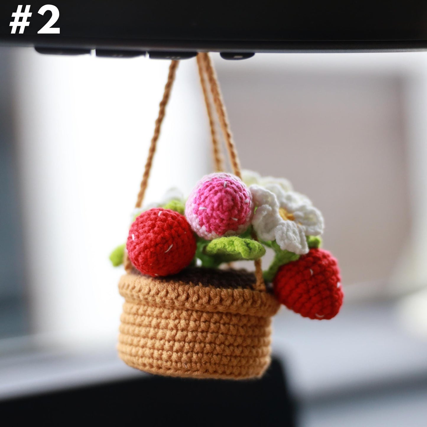 Handmade Crochet Flower Car Mirror Hanging