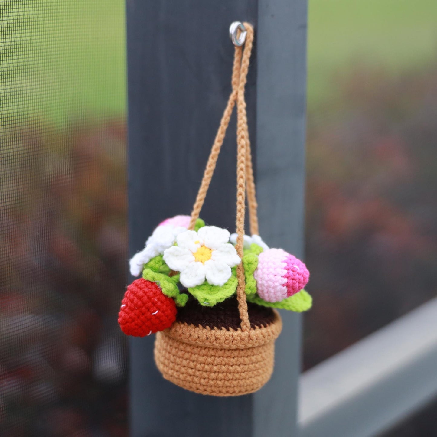 Handmade Crochet Flower Car Mirror Hanging