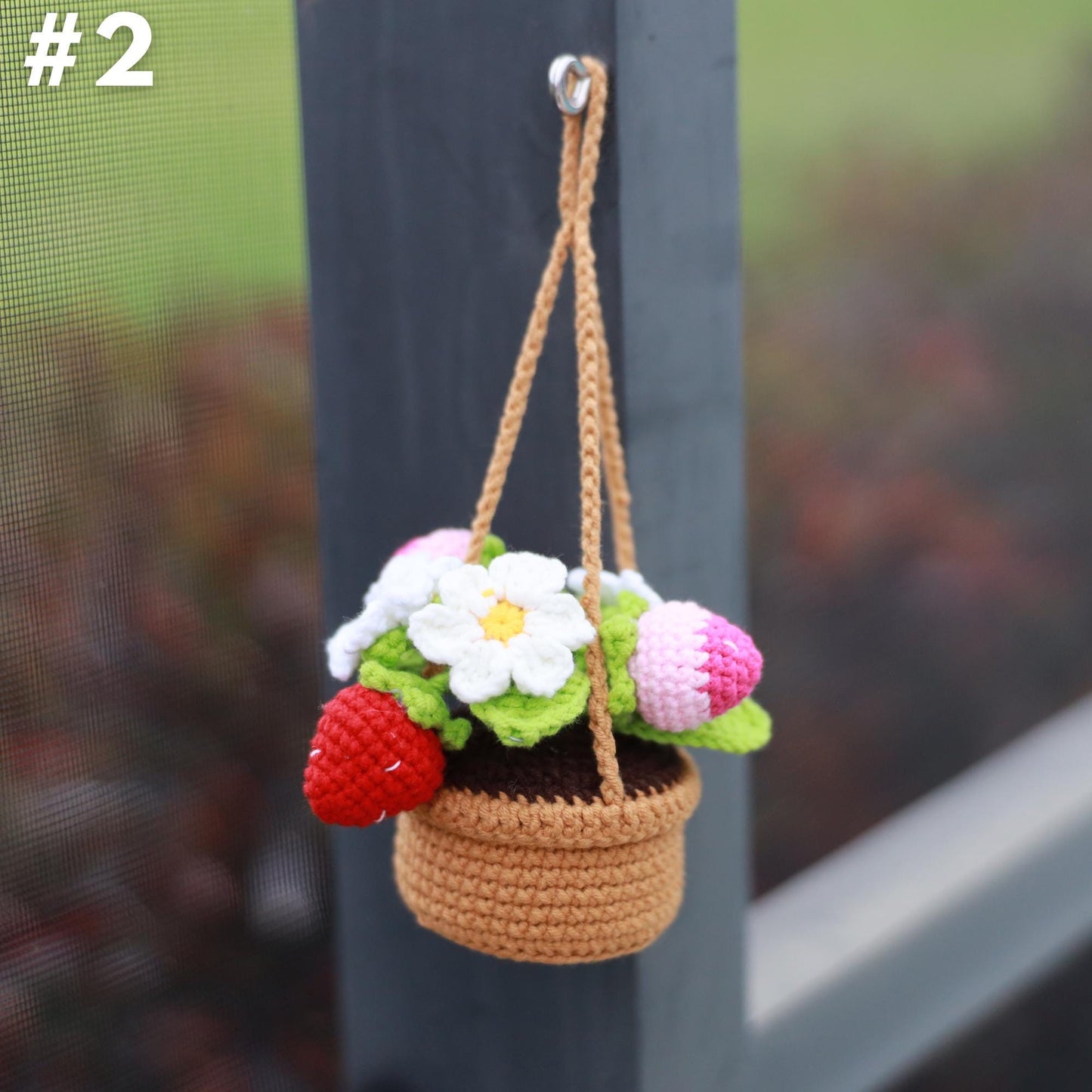 Handmade Crochet Flower Car Mirror Hanging