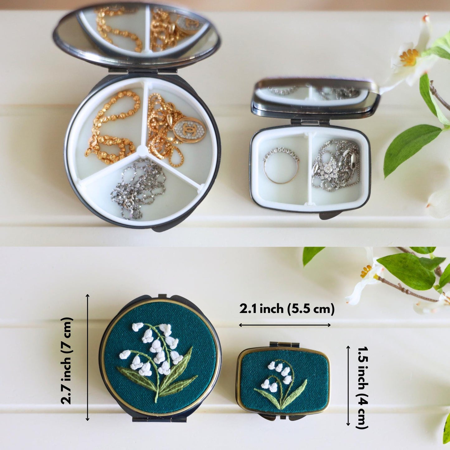 Lily of the Valley Jewelry Box with Mirror