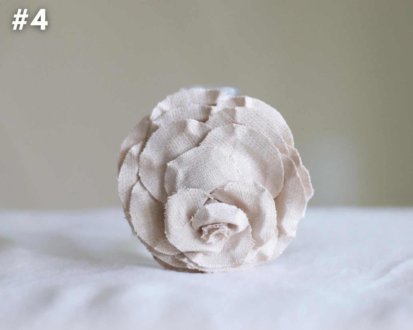 Linen Flower Brooch in Neutral Beige