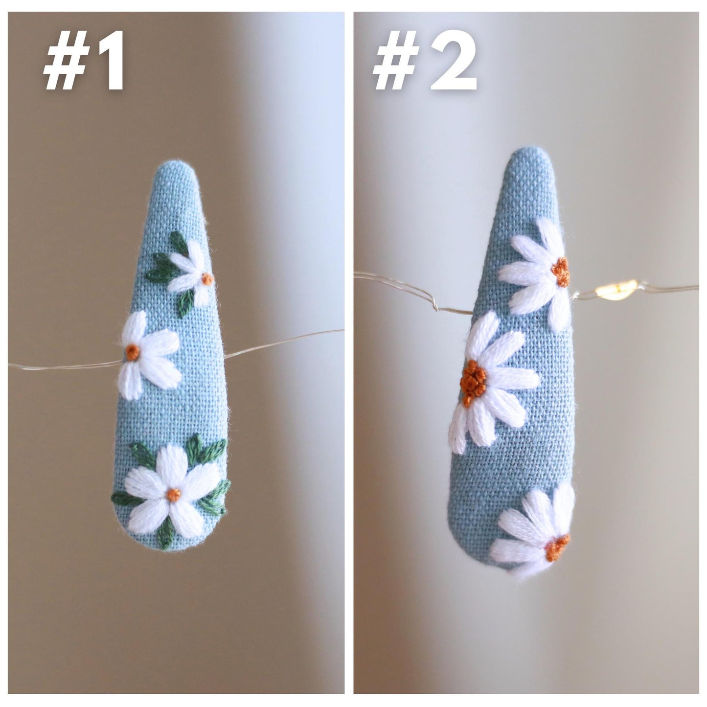 Cottage Garden Embroidered Hair Clips