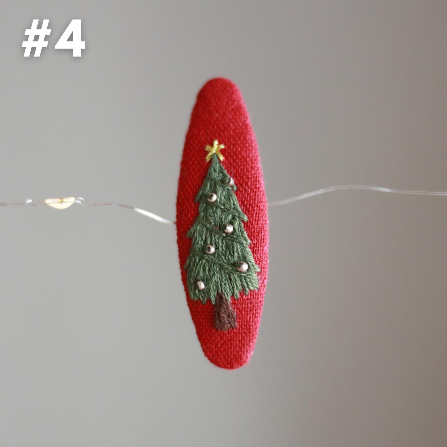 Hand-Embroidered Festive Holiday Hair Clips