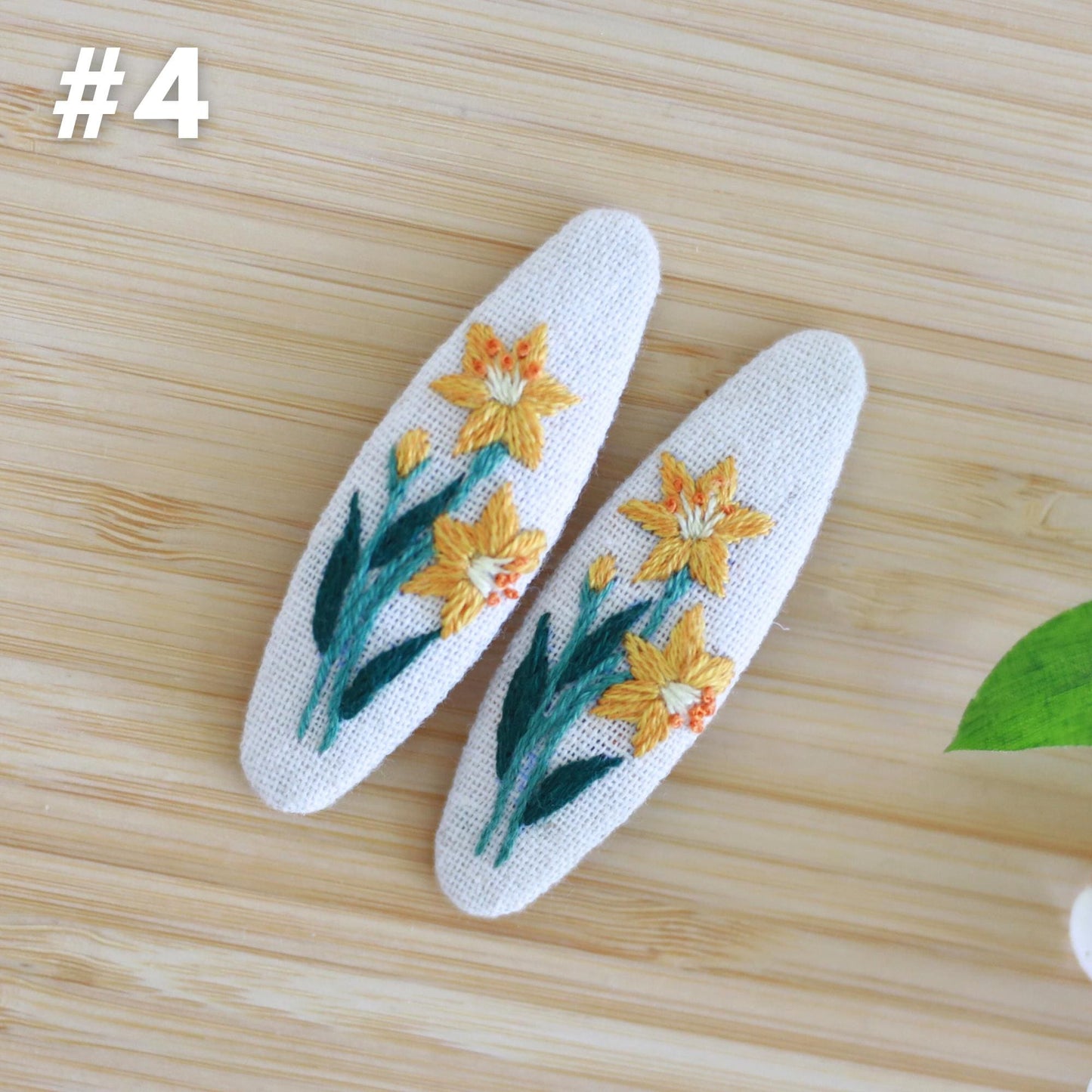 Hand Embroidered Floral Daydreams Hair Clips