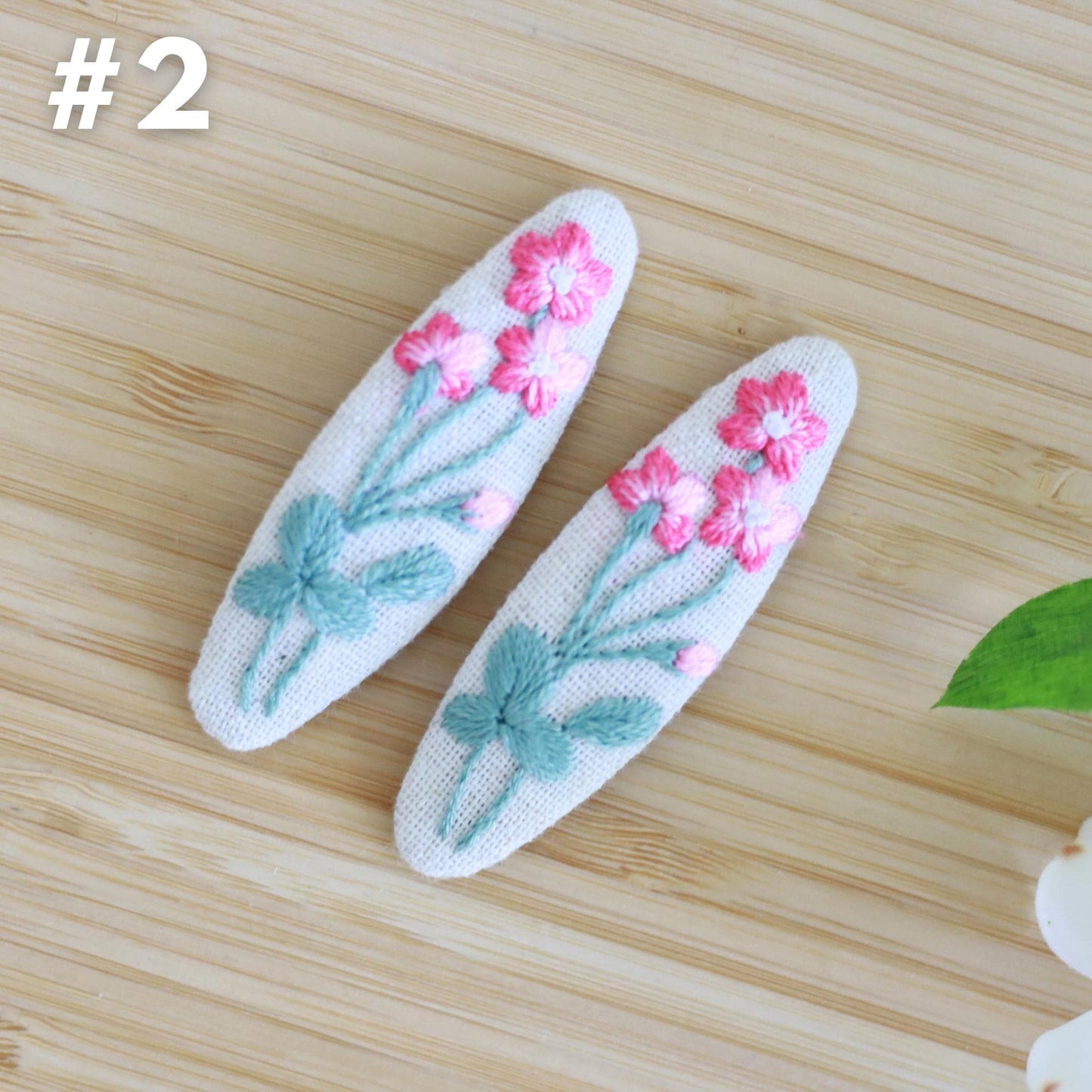 Hand Embroidered Floral Daydreams Hair Clips