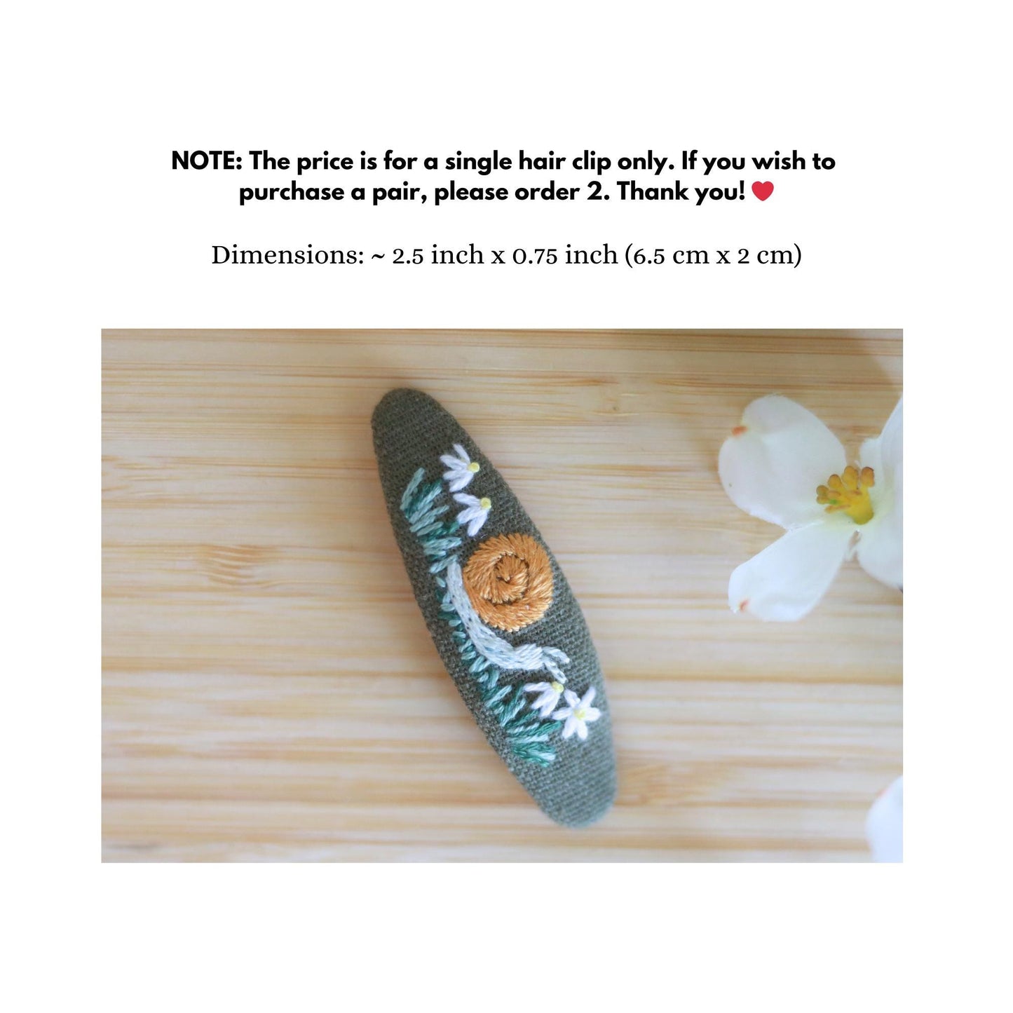 Floral Embroidered Woodland Hair Clips
