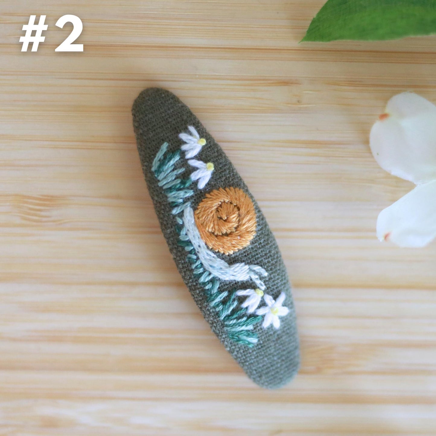 Floral Embroidered Woodland Hair Clips