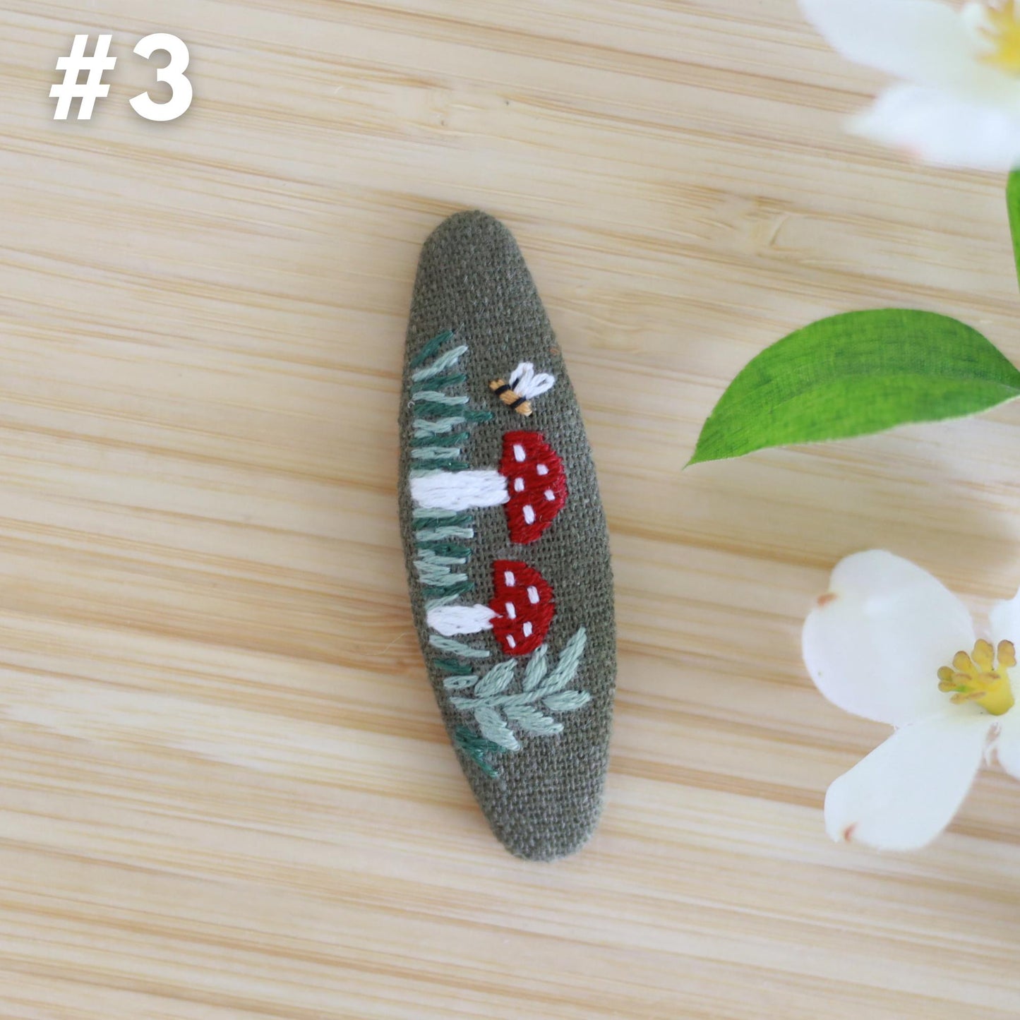 Floral Embroidered Woodland Hair Clips