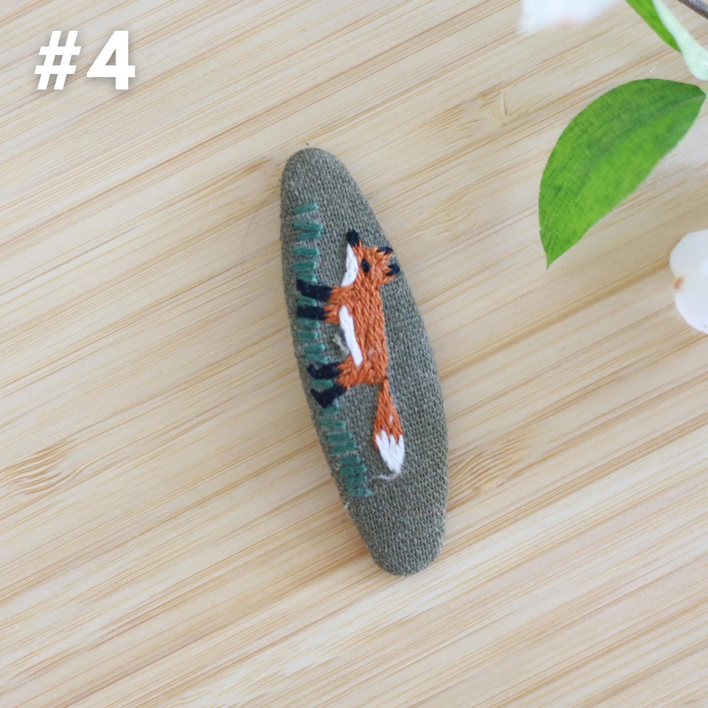 Floral Embroidered Woodland Hair Clips