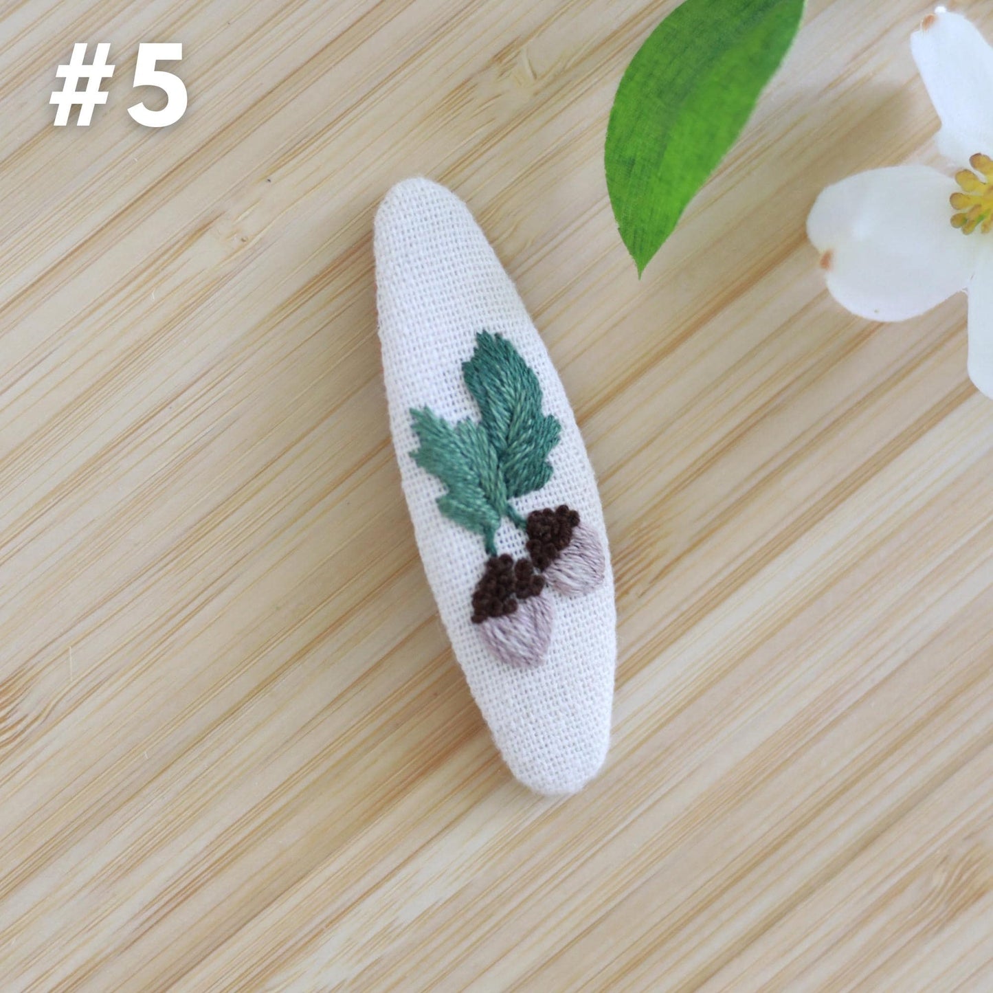 Floral Embroidered Woodland Hair Clips
