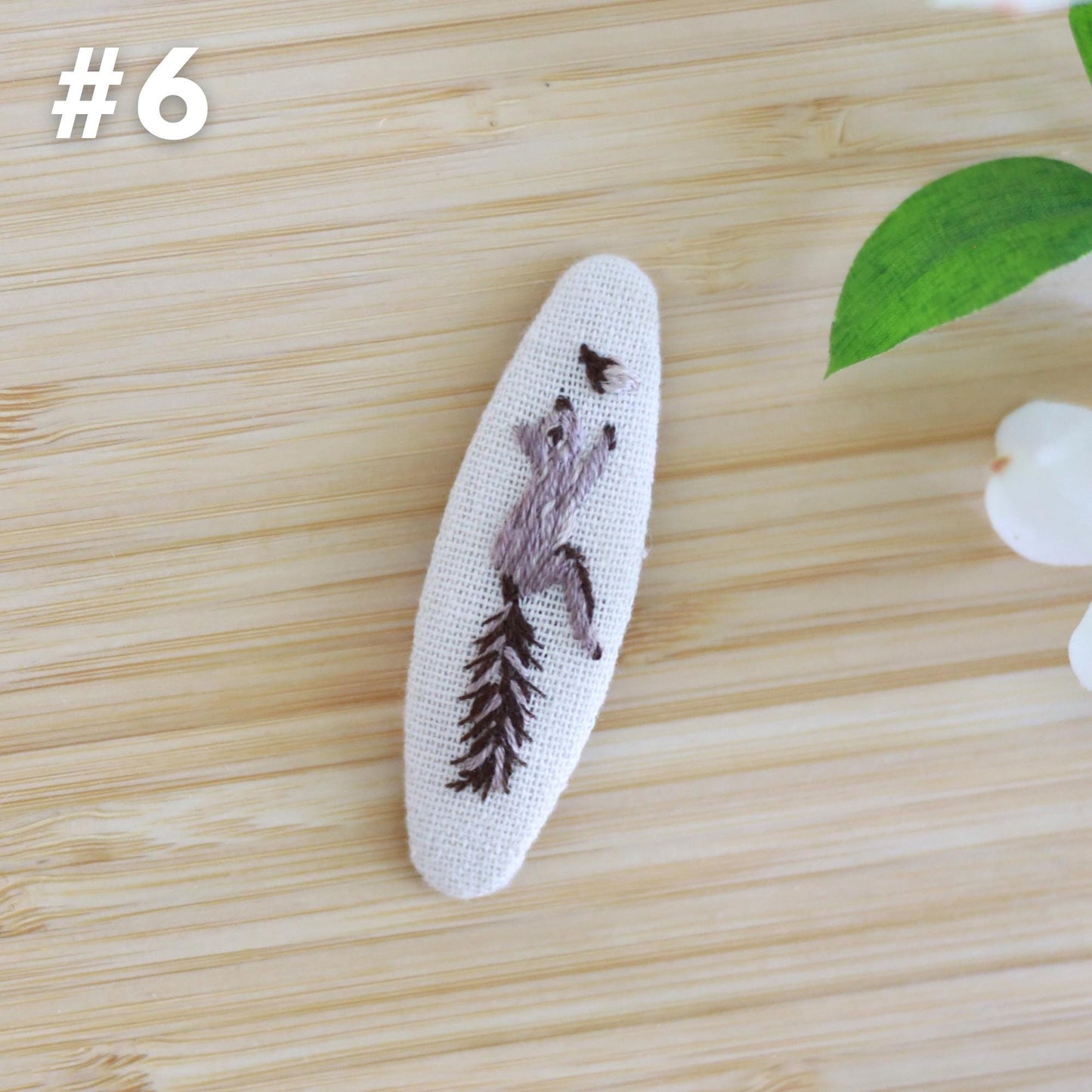 Floral Embroidered Woodland Hair Clips