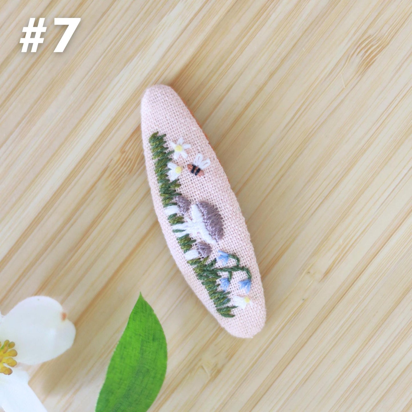 Floral Embroidered Woodland Hair Clips